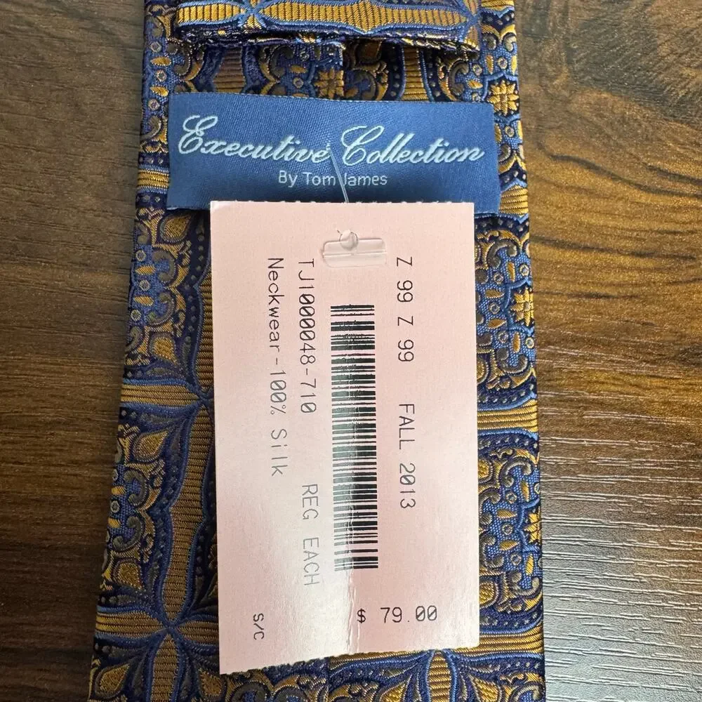 NWT‎ TOM JAMES Executive Collection Silk Necktie Made In Italy  Tie